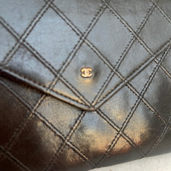 Chanel Small Diamond double Stitch Black Wallet - Picture 9 of 14